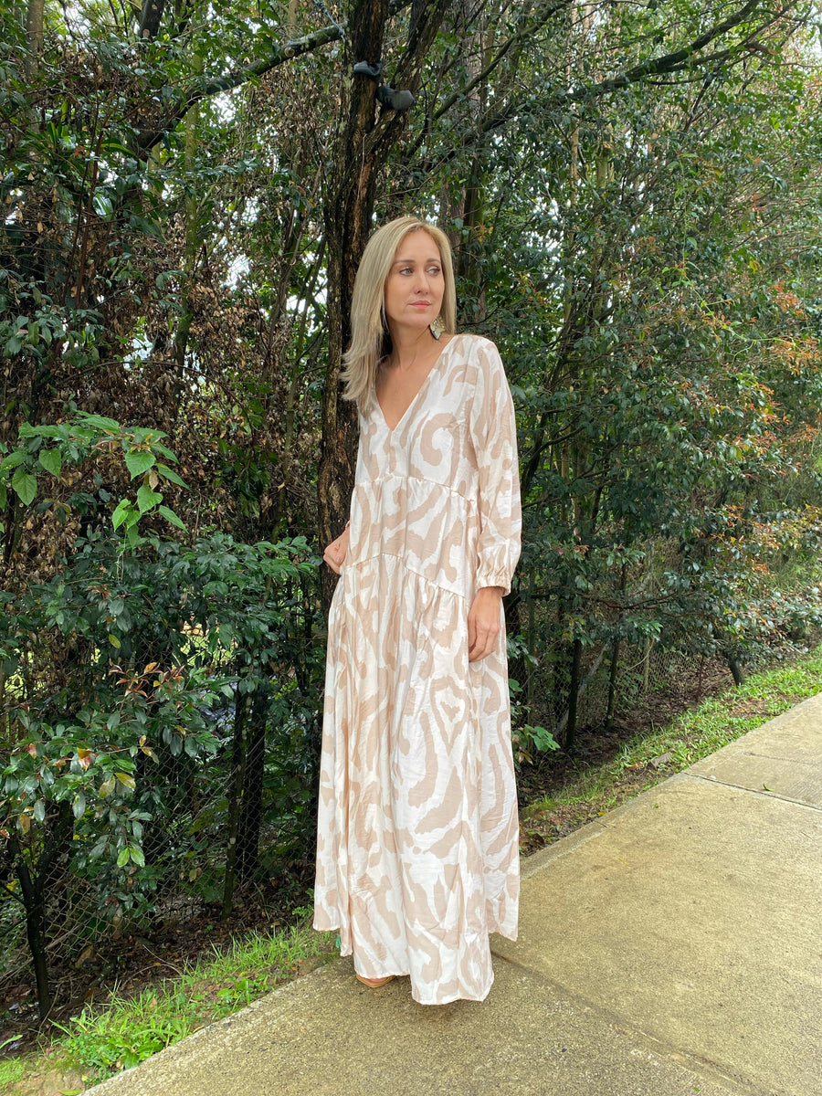 VESTIDO BARBARA TAUPE PRINT