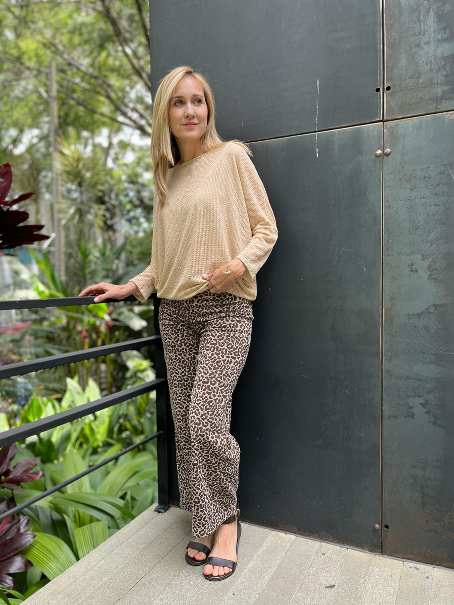 TOP BAT CROCHET CAQUI