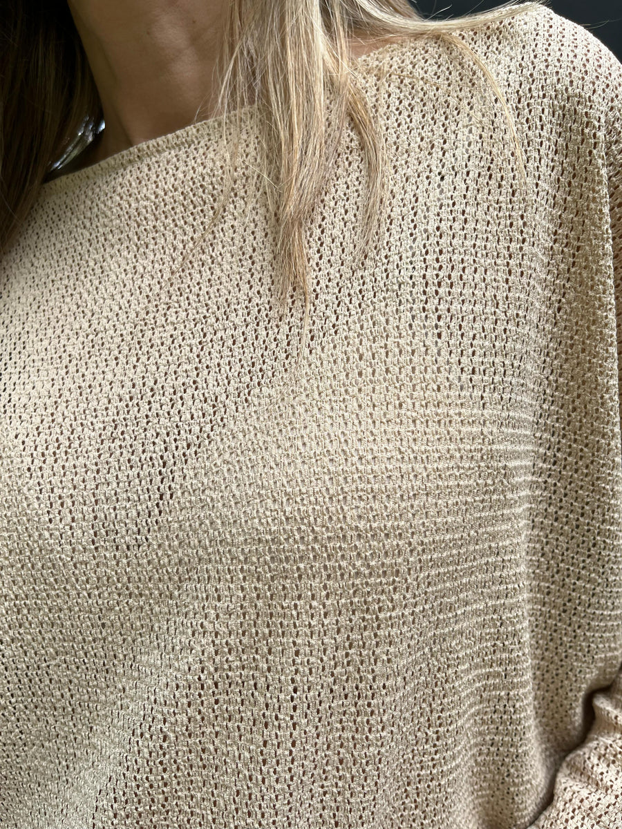 TOP BAT CROCHET CAQUI