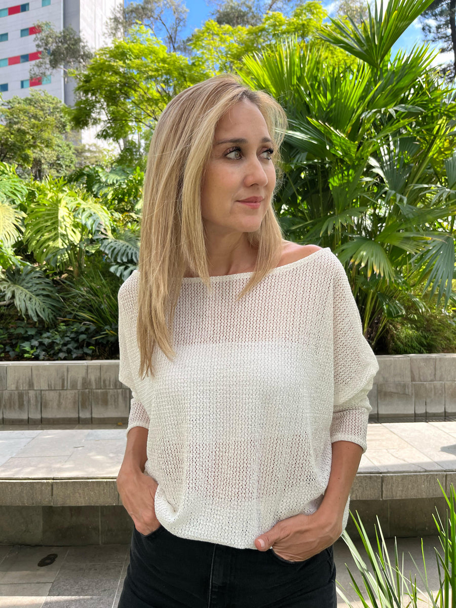 TOP BAT CROCHET MARFIL
